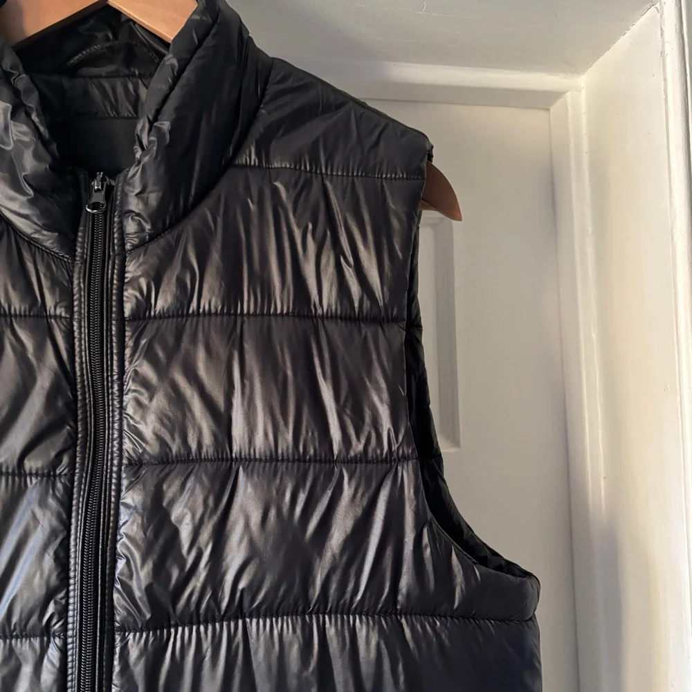 Scotch & Soda Black Puffer Vest Shiny Nylon Zip-Up Size L